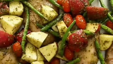 ONE PAN pesto chicken AND VEGGIES