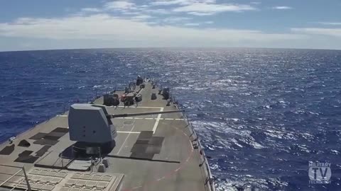 Arleigh Burke-class Guide Missile Destroyer USS Dewey Ship Live Fire