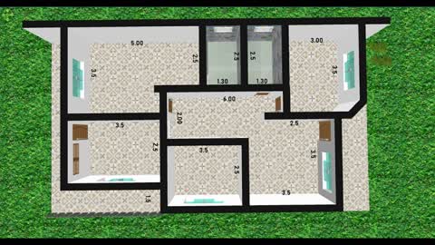 #3d house plan with 3 bedrooms