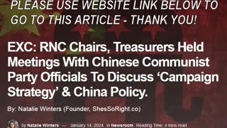 NATALIE WINTERS - EXCLUSIVE RNC EXEC'S HELD MEETING WITH CCP OFFICIALS FOR CAMPAIGN STRATEGY & CHINA POLICY - ARTICLE ONLY - USE WEBSITE LINK.