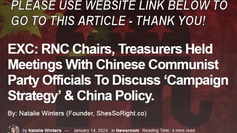 NATALIE WINTERS - EXCLUSIVE RNC EXEC'S HELD MEETING WITH CCP OFFICIALS FOR CAMPAIGN STRATEGY & CHINA POLICY - ARTICLE ONLY - USE WEBSITE LINK.