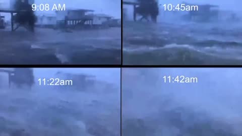 Grand Isle, Louisiana Hurricane Ida Storm Surge Cam at 4 Different Times