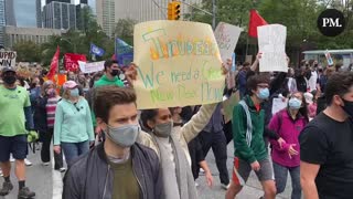 Climate Strike protestors in Toronto call on Justin Trudeau to ditch fossil fuels.