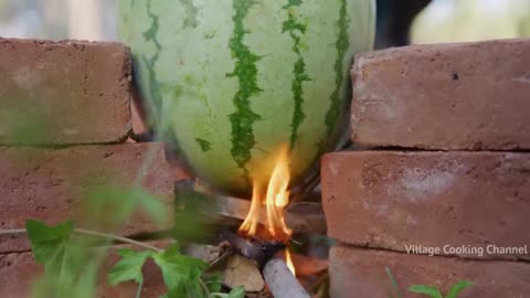 WATERMELON CHICKEN | Chicken cooked in watermelon fruits | Country Chicken gravy in Watermelon