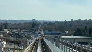 Riding the Vancouver skytrain in western Canada