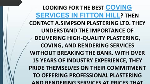 Best Coving Services in Fitton Hill