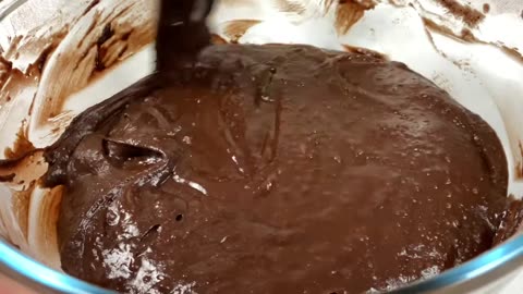 Egg custard on a very moist chocolate cake