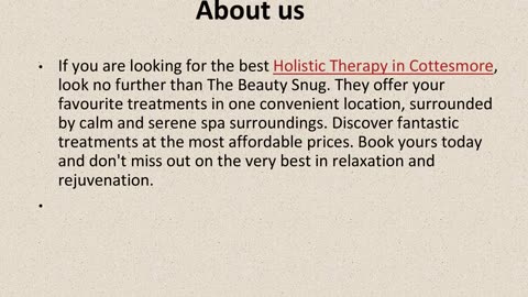 Get The Best Holistic Therapy in Cottesmore.