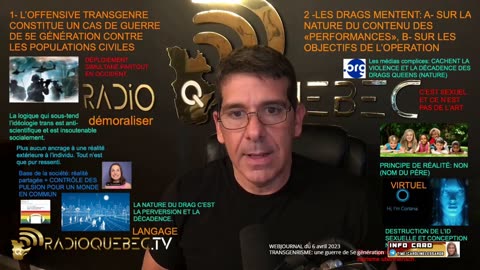 Extrait du WEBJOURNAL de RADIO-QUÉBEC du 6 avril 2023-TRANSGENRISME: guerre 5e génération -Pulsions