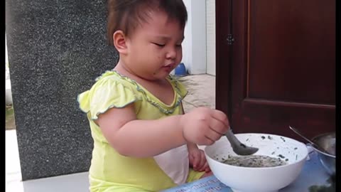Baby eating..!!!! so funny...!!!!