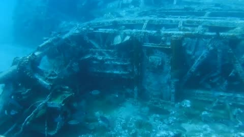 a wreck on the bottom of the sea in Ajaccio, Corsica, France