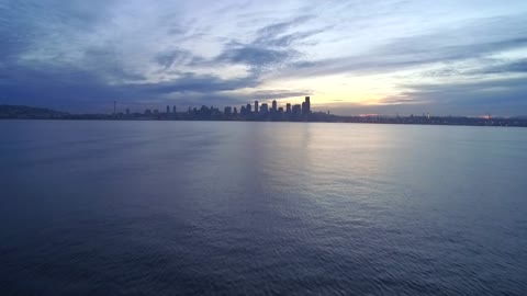 Drone captures epic Seattle skyline sunrise
