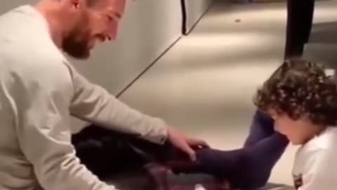 Messi Plays Bottle Flip With His Son