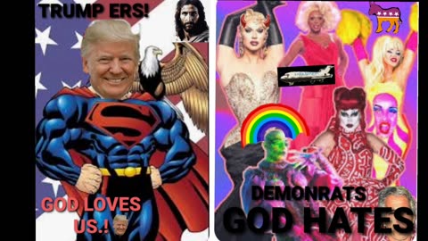 Super Trump vs Drag queens. Meme. Very funny.