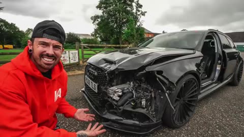 MAN BOUGHT A WRECKED AUDI RS6 THEN REBUILT IT IN 24 HOURS