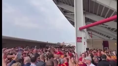 President Trump attending the Iowa Hawkeyes vs Iowa State Cyclones football game.