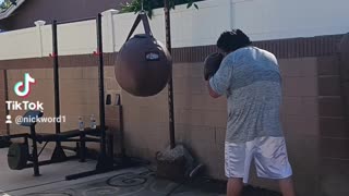 100 Pound Wrecking ball Bag Workout Part 17. Even More Boxing