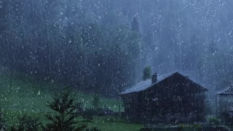 Rain Sounds for Sleeping - Sound of Heavy Rainstorm & Thunder in the Misty Forest At...