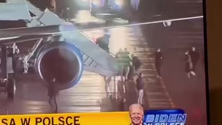 Following Biden, Biden delegates fall off plane in Poland.