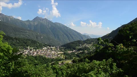 panorama of old town in the italian alps