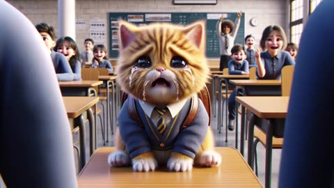 Little cat first day at school #cat #ai