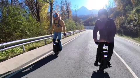 Brothers Racing by Electric Unicycle