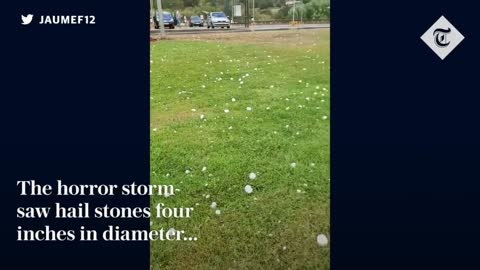 Giant hailstones kill toddler and injure 30 in Spain