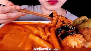 ASMR CREAMY ROSE TTEOKBOKKI, CHEESE BALL, GIMBAP EATING SOUNDS MUKBANG