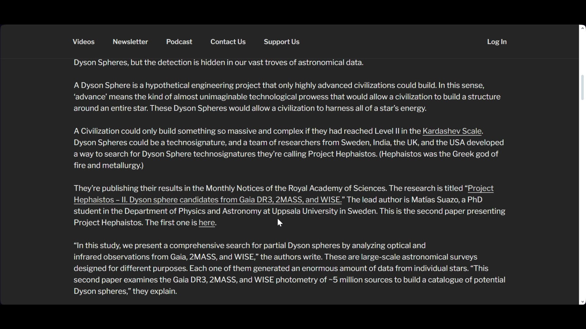 Astronomers Are Hunting For Dyson Spheres