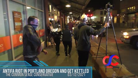 AntiFa Kettled By Portland Police After Riot In Downtown Portland Oregon