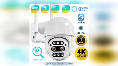 BESDER 8MP 4K PTZ IP Camera 8x Zoom Dual-Lens