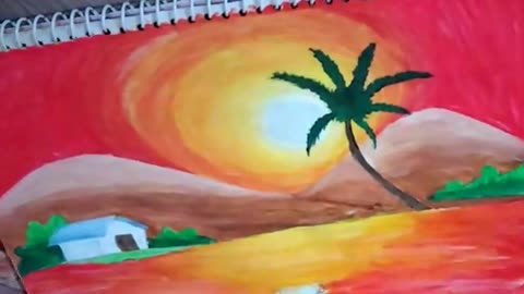 sunset scenery with water colour ll begginer - step by step