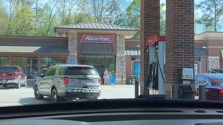 Police Car Drives Off With Gas Pump