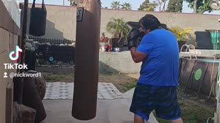 150 Pound Banana Bag Workout Part 1, 3 Minute Boxing Drill