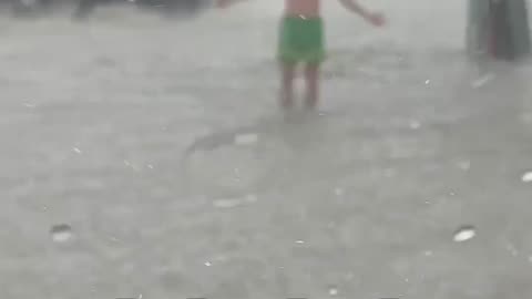 Man goes swimming during hurricane