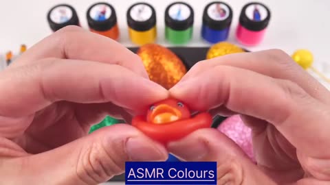 ASMR | Relaxing Video| How to make Rainbow lollipop candy and glossy balls into playdou|