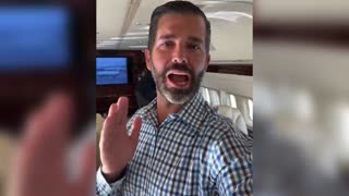 Donald J Trump Jr on Trump Force one ahead of 45’s visit to East Palestine, Ohio