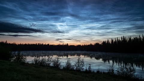 Rare Noctilucent Clouds Paint Beautiful Dark Landscape in Alaska