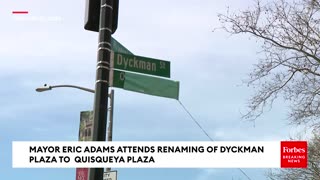 Mayor Eric Adams Attends Renaming Ceremony Of Dyckman Plaza In New York