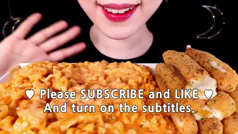 ASMR CHEESY CARBO FIRE NOODLE, MOZZARELLA CHEESE STICKS 치즈 까르보불닭볶음면, 뿌링클치즈스틱 EATING SOUNDS MUKBANG먹방