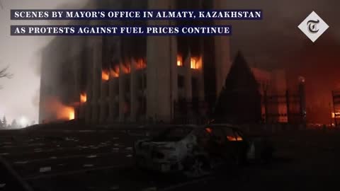 Fire rages at Almaty administration building in Kazakhstan as protests continue