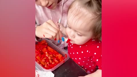 Funny babies and their daily tasks