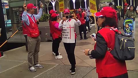 A Korean church singing gospel music on 34th Street NY NY