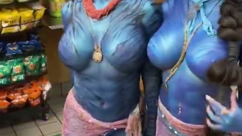 Hot Girls Body paint Avatar Cosplay #Shorts #bodypaint