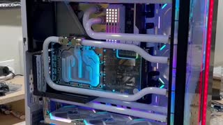 Filling up a custom liquid loop! What color coolant would you like to see next?