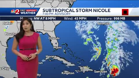 21_Tracking SubTropical Storm Nicole Monday 7 pm