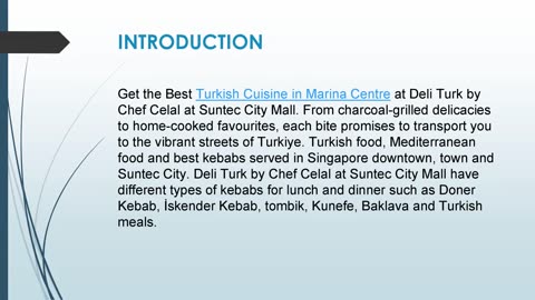 Get the Best Turkish Cuisine in Marina Centre