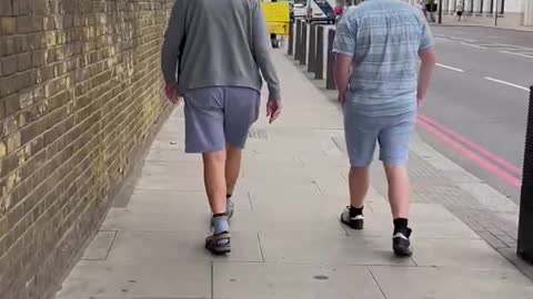 Grandad and Grandson adorably walk and talk.
