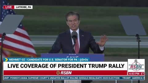 Dr. Mehmet Oz Speech: Save America Rally in Latrobe, PA - 11/5/22