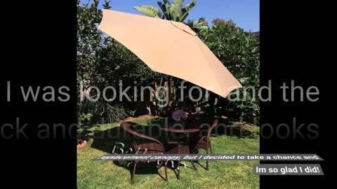 Read Remarks: BELLRINO DECOR Replacement Light Coffee/Tan STRONG & THICK Umbrella Canopy for 9f...